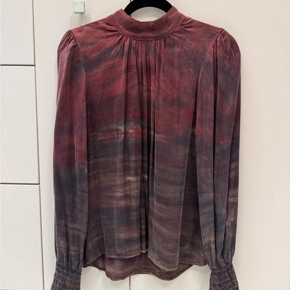 Bella Dahl mock neck wild berry blouse size medium Made in USA